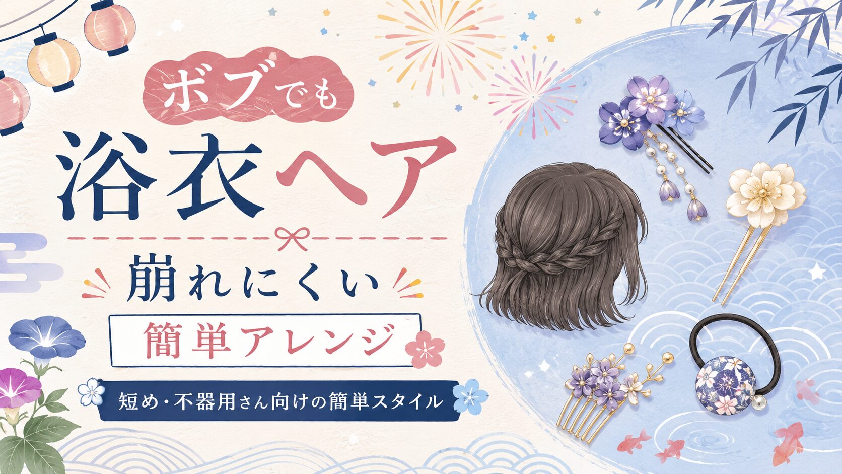 ボブでも崩れにくい浴衣ヘアアレンジは？短め・不器用さん向けの簡単スタイル